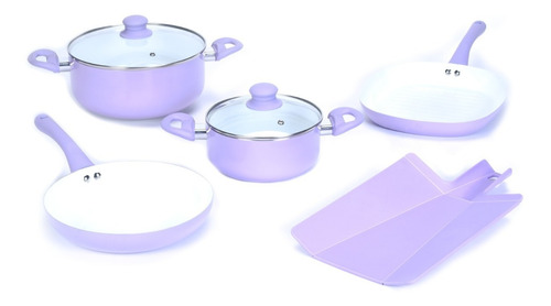 Set Bateria Cocina 6 Pzas + Tabla Plegable. Linea Soft Carol