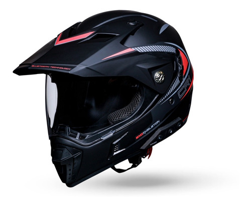 Casco Para Motociclista Exoskeleton Con Bluetooth Cross Negr