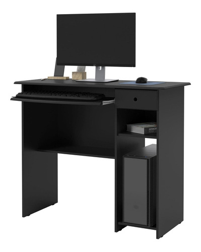 Escrivaninha Ej Móveis Mesa De Computador Viena Mdp, Mdf De 900mm X 765mm X 400mm Preto