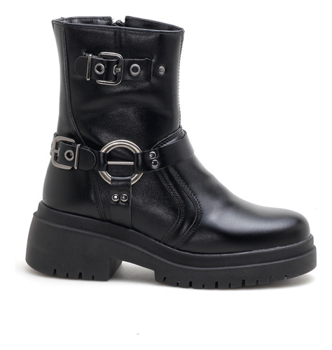 Bota Coturno Biker Macia Exclusiva Fivelas Salto Tratorado