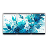 150x75cm Set 3 Canvas Expresión Turquesa Y Azul Flores