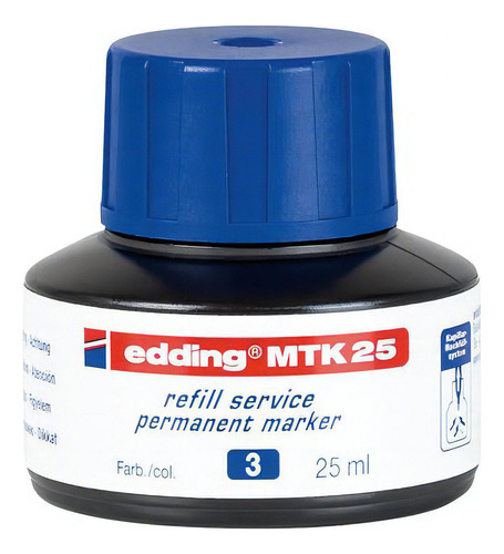 Tinta Recarga Marcador Permanente Edding Mtk 25 Capilaridad Color Azul