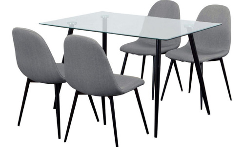 Comedor 4 Sillas Cleto Gris/negro M+design Nuevo E Original