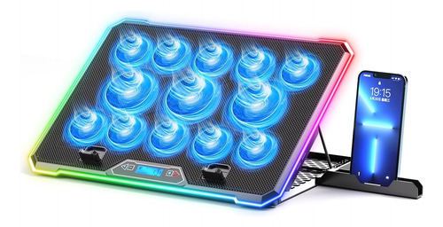 Base Ventilador Enfriador Notebook 13 Fans Lcd Rgb Hasta 17 