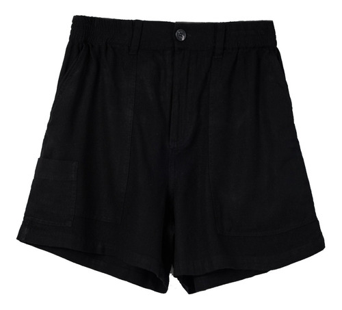 Short Mujer Wanama Lilen Army Negro Premium