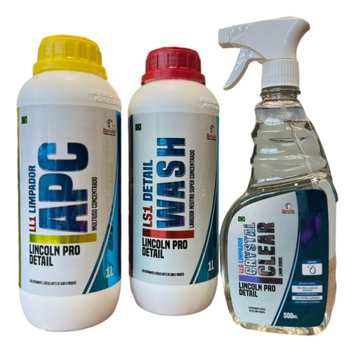 Kit Limpeza Automotiva Lincoln Shampoo Apc Limpra Vidros