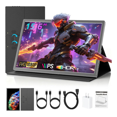 15.6 Monitor Gamer Portátil Beaowink Full Hd Computadora 1080p Ips Pantalla Hdmi Usb 100% Srgb Con Funda Y Altavoces Duales | Envío gratis