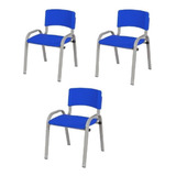 Kit 3  Cadeira Iso Escola Infantil Base Cinza