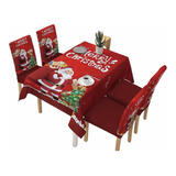 Set 6 Fundas De Silla + Mantel Navideño Decoración Navidad