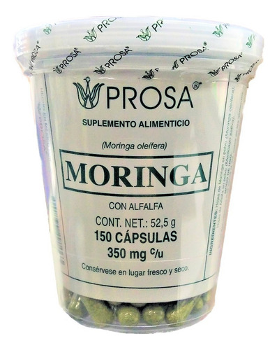 Moringa Prosa 150 Cápsulas Hojas Moringa Y Alfalfa Polvo Sabor Sin Sabor
