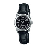 Reloj Casio De Dama Modelo Ltp-v001 Piel Negro Cara Negra
