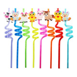 Farm Animal Straws Reusable Party Favors Straws With 8 Style