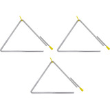 Kit 3 Triângulos Musicais Cromados 10 25cm New York