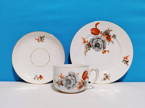 Trio Para Té De Porcelana Alemana Altwasser