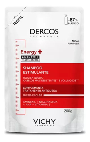  Refil Shampoo Energy+ Dercos 200g Vichy Estimulante 