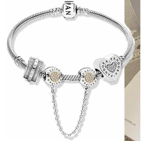 Pulseira Pandora Com 3 Berloques Prata 925