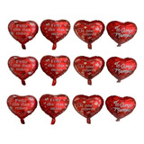 50 Balão Coração Dia Das Mães Te Amo Vermelho 45cm Atacado