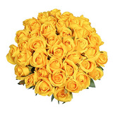10 Flores Artificiales Rosas Amarillo 50.8cm