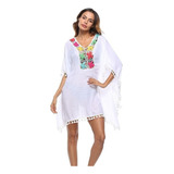 Vestido De Playa Bordado Femenino Swim Out Elegant