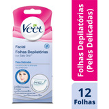 Veet Cera Fria Facial Peles Delicadas Com 12 Folhas