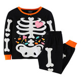 Pijama De Halloween De Brillan En La Oscuridad Para Niños
