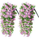 2 Plantas Colgantes De Orquideas Artificiales Violetas