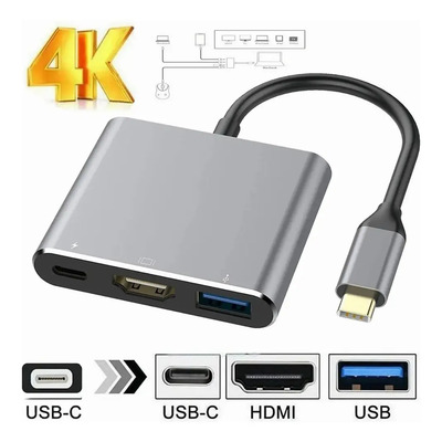 Bakeway Adaptador Tipo C A Hdmi 4k Convertidor Hub 3 En 1 Adaptador Tipo C Multipuerto Usb C Hub Con Puerto De Salida Hdmi 4k, Compatible Con Macbook \u002Fmatebook\u002Fgalaxy | Meses sin interés