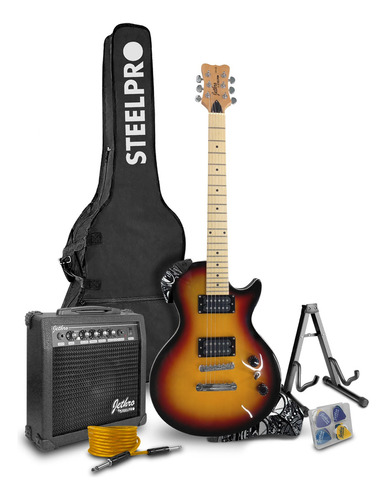 Paquete Guitarra Electric Series Jethro By Steelpro 034 Color 3 Tone Sunburst Material Del Diapasón Maple Orientación De La Mano Diestro