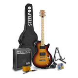 Paquete Guitarra Electric Series Jethro By Steelpro 034 Color 3 Tone Sunburst Material Del Diapasón Maple Orientación De La Mano Diestro