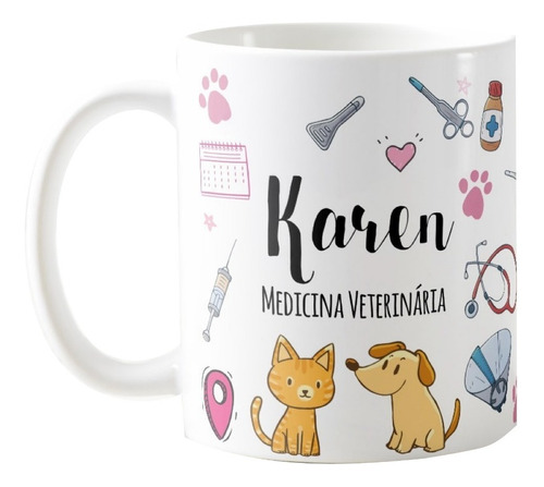 Caneca Medicina Veterinária Com Nome