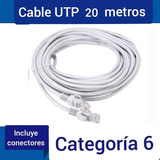 Cable De Red Utp Internet 20 Metros Cat 6 Con Conectores Rj4