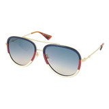 Gucci Gg0062s 013 Aviator Gota Piloto Azul Blanco