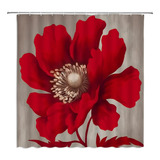 Cortina De Ducha Gixkoxe Con Diseño Retro De Flores Rojas, C