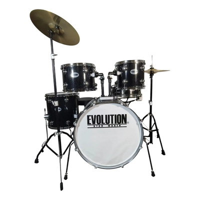 Bateria Acustica Evolution 5pza Starmaker Sp525 Negra Negro