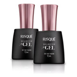 Kit Esmalte Top Coat Risqué Diamond Gel Fixador 2 Unidades