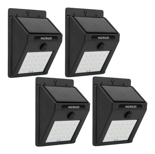 Pack X 4 Luz De Pared Led Solar Fotocélula 1.5w Macroled 