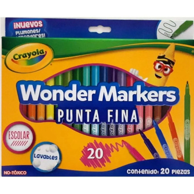 20 Plumones Escolar Punta Fina Wonder Marker Lavable Crayola | Meses sin interés
