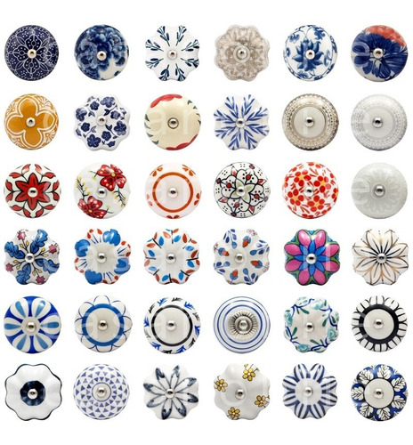 4x Puxador Porcelana Cerâmica Gaveta Armário Móveis Colonial