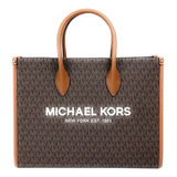 Michael Kors, Cartera Tote Mirella Large, Print Brown Acabado De Los Herrajes Oro Color Marrón Color De La Correa De Hombro Marrón Claro Diseño De La Tela Liso