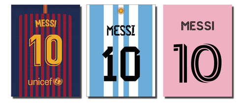  Cuadros Decorativos Camisetas Dorsales Lio Messi 30x40c/u