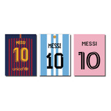  Cuadros Decorativos Camisetas Dorsales Lio Messi 30x40c/u