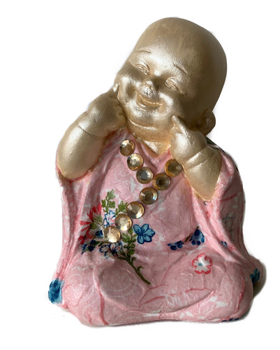 Buda Bebe Sonriente De Yeso Pintado 10cm 