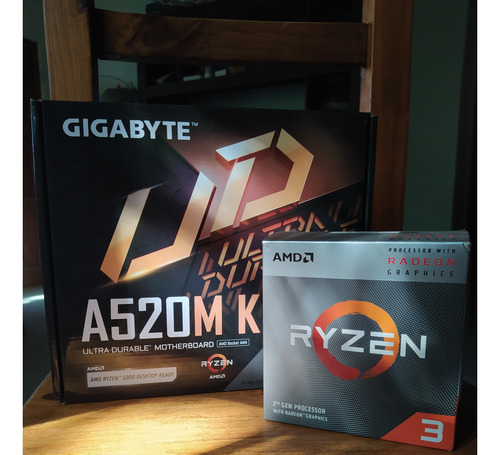 Combo Mother Am4 Ryzen 3 3100 Gigabyte A520m No Intel, 