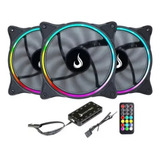 Kit 3 Fans Cooler | Rise Mode | Laser Rgb | Controladora
