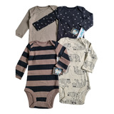 Mamelucos Bodys Carters X4 Unidades Manga Larga De0a9 Meses.