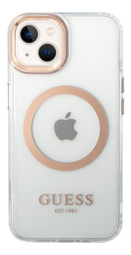 Funda Guess Outline Magsafe Oro Compatible Con iPhone 14 Color Rosa