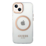 Funda Guess Outline Magsafe Oro Compatible Con iPhone 14 Color Rosa