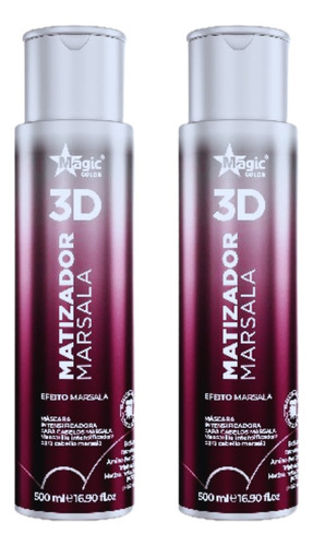 Kit 2 Gloss Matizador 3d Marsala Vermelho Magic Color 500ml