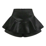 Falda-short Negra Mini Falda Negra De Olanes