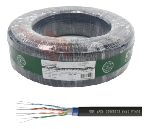 Cabo Multicameras 4x24awg Cftv Externo Blindado 20 Metros